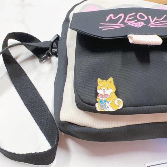 Corgi Pin Drinking Boba Corgi Enamel Pin - Picture 5 of 5